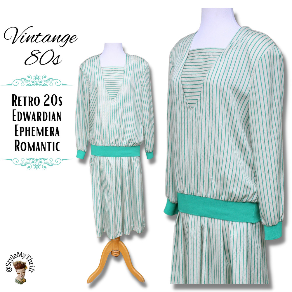 Vintage 80s 2 Piece Outfit Retro 20s Ephemera Edwardian DowntonAbbey Costume